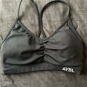 AYBL Essential Ruched Sports Bra in Black XS
